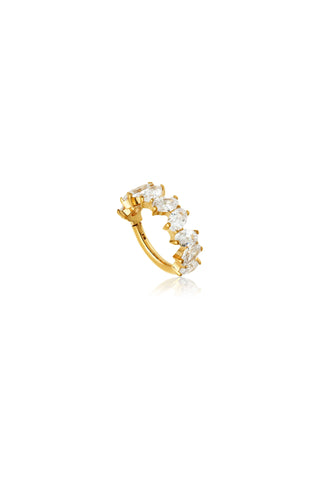 Gold Titanium Marquise Gem Oval Hinge Ring
