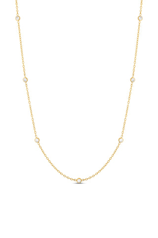 Gold Titanium Gemstone Station Necklace