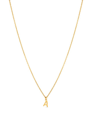 Gold Titanium Necklace with Letter Charm