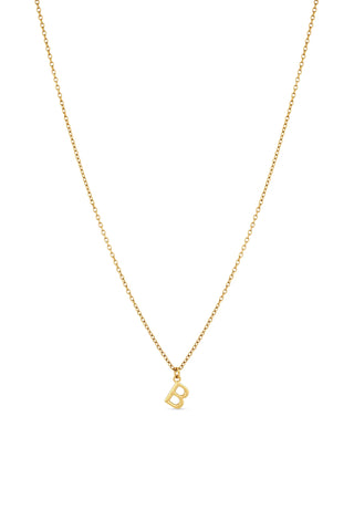 Gold Titanium Necklace with Letter Charm