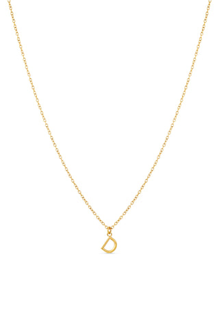 Gold Titanium Necklace with Letter Charm