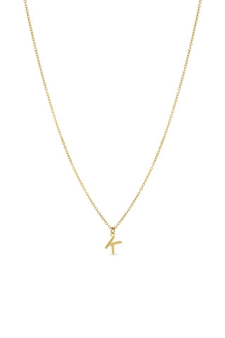 Gold Titanium Necklace with Letter Charm