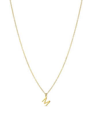 Gold Titanium Necklace with Letter Charm