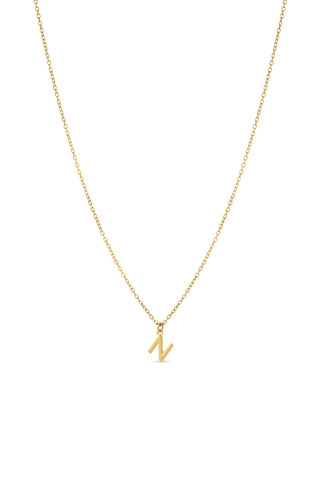 Gold Titanium Necklace with Letter Charm