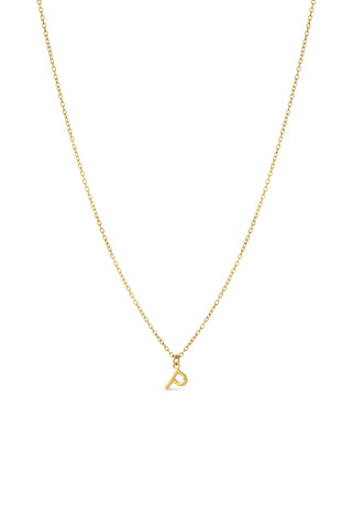 Gold Titanium Necklace with Letter Charm