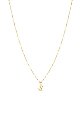Gold Titanium Necklace with Letter Charm