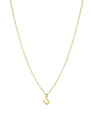 Gold Titanium Necklace with Letter Charm
