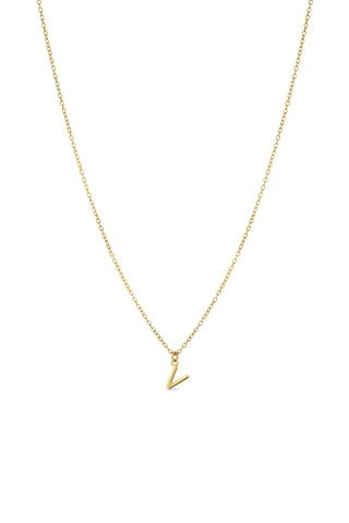 Gold Titanium Necklace with Letter Charm