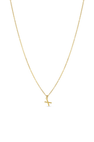 Gold Titanium Necklace with Letter Charm