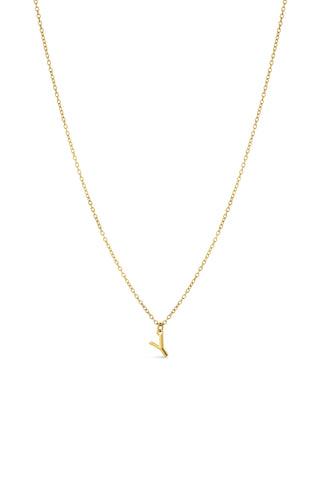 Gold Titanium Necklace with Letter Charm