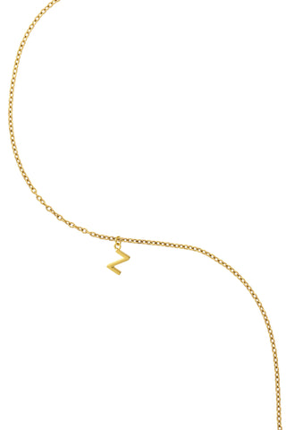 Gold Titanium Necklace with Letter Charm