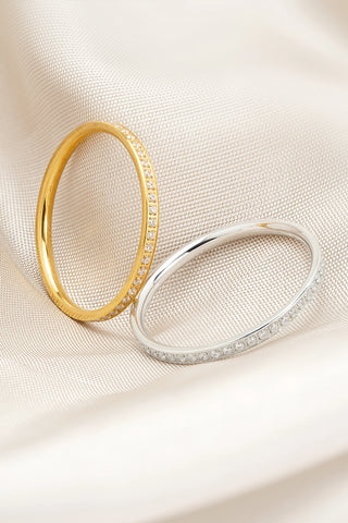Gold Titanium Jewelled Stacking Ring