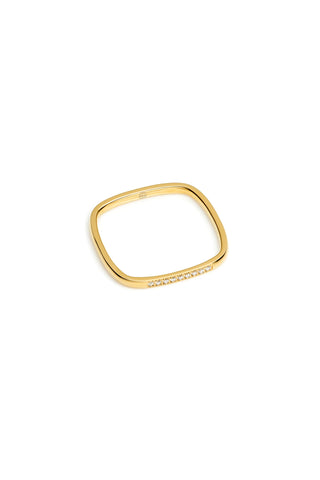Gold Titanium Multi-Gemstone Square Stacking Ring