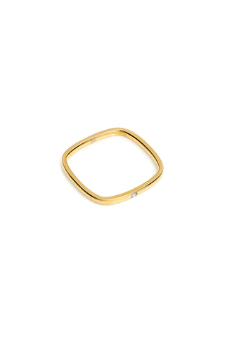 Gold Titanium Gemstone Square Stacking Ring