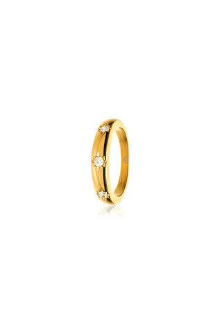 Gold Titanium Celestial Gemstone Ring