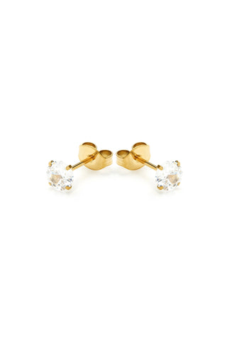 Gold Titanium Moissanite Prong-Set Jewelled Stud Earrings