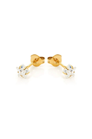Gold Titanium Jewelled Star Stud Earrings