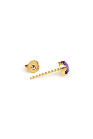 Gold Titanium Amethyst Stud Earrings
