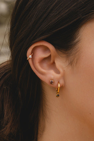 Gold Titanium Smoky Quartz Stud Earrings