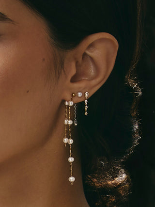 Gold Titanium Pearl Stud Earrings