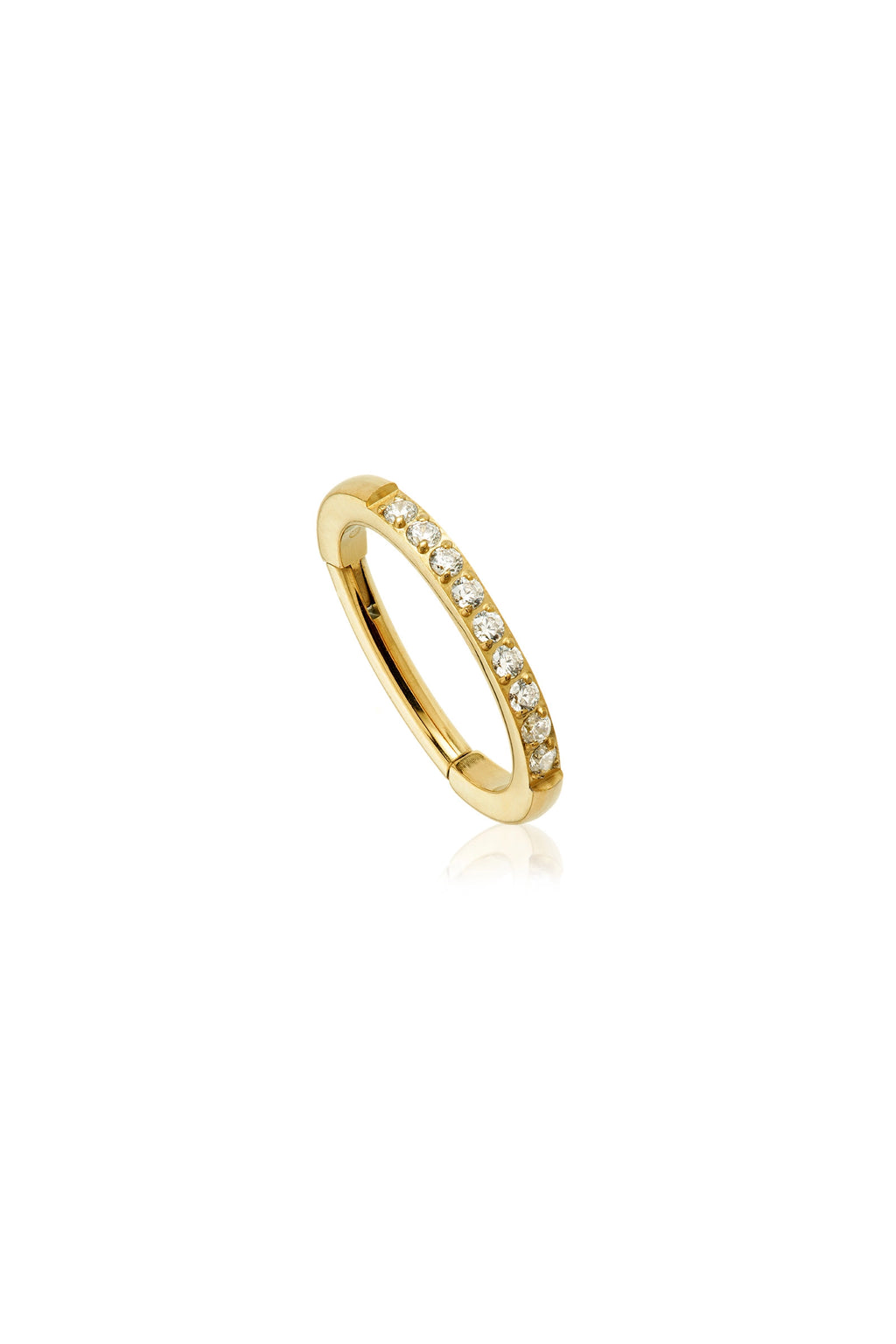 Zircon Gold Titanium Side Facing Jewelled Hinged Oval Rook Earring ...
