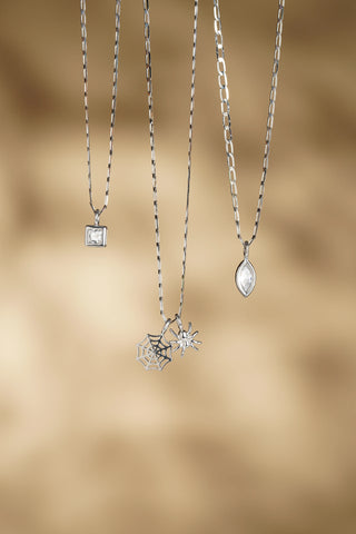 Nectar 9ct Solid Gold Marquise Necklace - White Gold