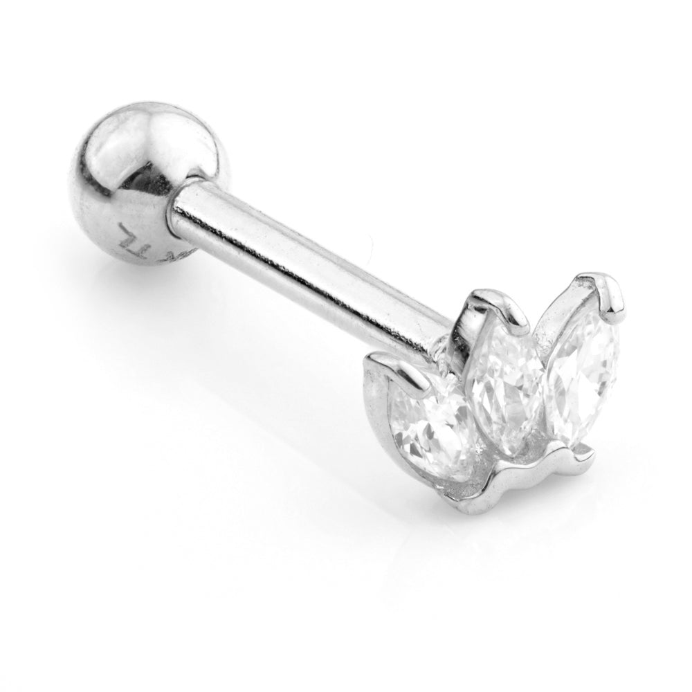 Triple Marquise Gem Barbell Earring