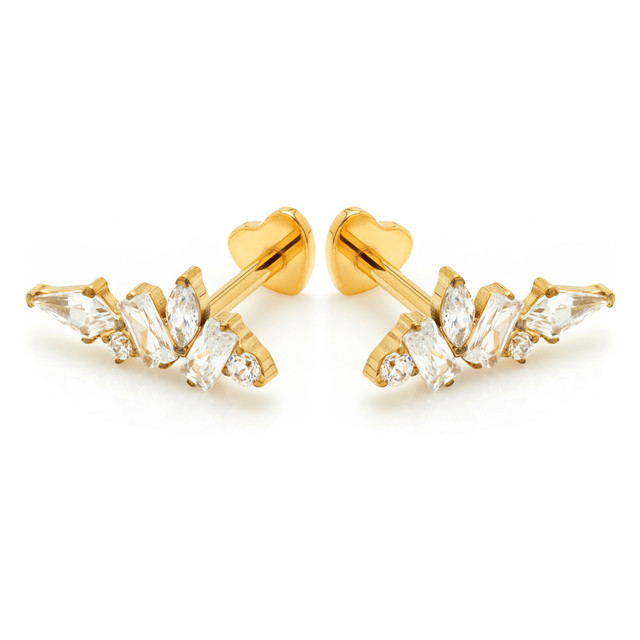 Faye Gold Titanium Gem Cluster Flatback Studs